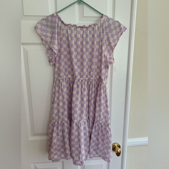 Cat & Jack Girls Dress: White & Purple Gingham Pattern. Size XL/15/16 - Picture 2 of 7